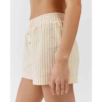 Elastic Striped Boxer Shorts for Women - Comfortable Summer Sleepwear