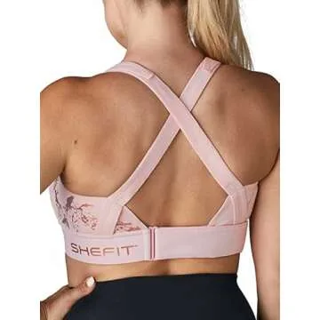 SHEFIT Flex Sports Bra for Women, Medium Impact Sports Bra, Blush, Medium
