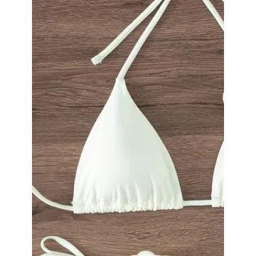 OYOANGLE Floral Tie Backless Bikini Set for Women