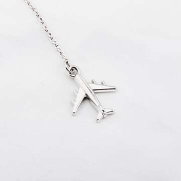 ENSIANTH Infinity and Airplane Lariat Y Necklace Jet Plane Jewelry for Flight Attendant Traveler (Airplane Y Necklace)