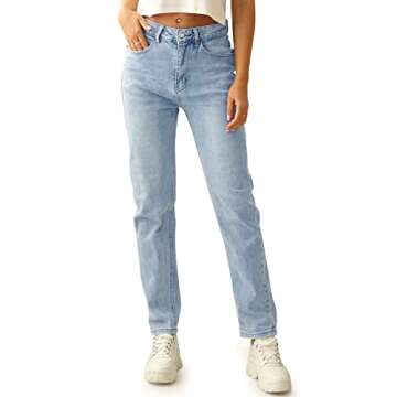 L&K_liyoo Women's Relaxed Fit Straight Leg Jeans High Waisted Jeans for Women Boyfriend Jeans for Women Blue