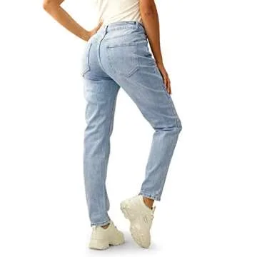 L&K_liyoo Women's Relaxed Fit Straight Leg Jeans High Waisted Jeans for Women Boyfriend Jeans for Women Blue