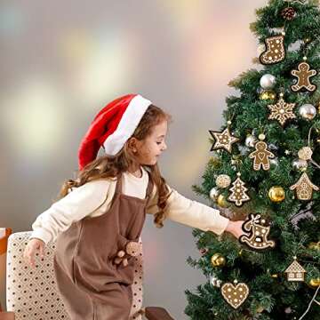 Athoinsu 10 PCS Rustic Christmas Tree Decorations Hanging Figurines Ornaments Gingerbread Snowflake ...