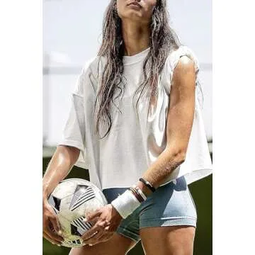 Oversized Workout Cropped Shirt - Women’s Casual Tee