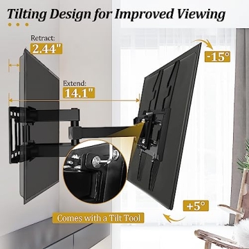 Full Motion TV Wall Mount with Height Adjustment