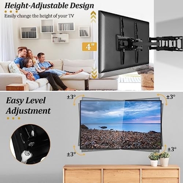 Full Motion TV Wall Mount with Height Adjustment