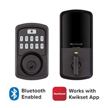 Kwikset 99420-003 Aura Bluetooth Programmable Keypad Door Lock Deadbolt Featuring SmartKey Security,...