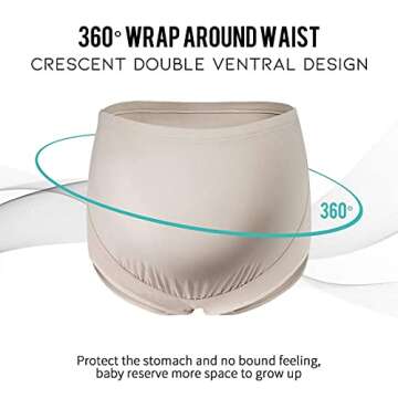 Mama Cotton Women's Over The Bump Maternity Panties High Waist Full Coverage Pregnancy Underwear (Al...