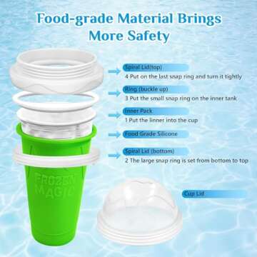Slushy cup Slushie Maker Cup,Frozen Magic Slushy Cup - Create Delicious Slushies Anywhere with This Fun and Cool Slushie Maker Cup! (Green＋Red, large)