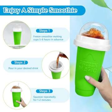 Slushy cup Slushie Maker Cup,Frozen Magic Slushy Cup - Create Delicious Slushies Anywhere with This Fun and Cool Slushie Maker Cup! (Green＋Red, large)