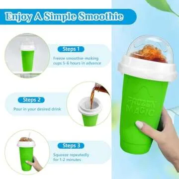 Slushy cup Slushie Maker Cup,Frozen Magic Slushy Cup - Create Delicious Slushies Anywhere with This Fun and Cool Slushie Maker Cup! (Green＋Red, large)