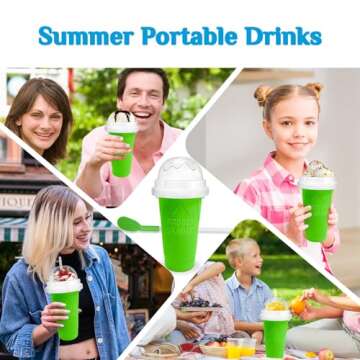 Slushy cup Slushie Maker Cup,Frozen Magic Slushy Cup - Create Delicious Slushies Anywhere with This Fun and Cool Slushie Maker Cup! (Green＋Red, large)