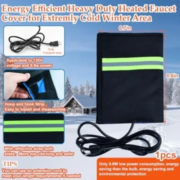 Heated Outdoor Faucet Covers for Winter, Heavy Duty Water Spigot Socks with 6.2ft Cable Energy Savin...