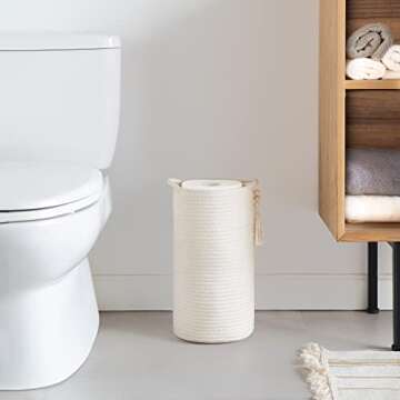 Mkono Woven Toilet Paper Holder with Wooden Beads