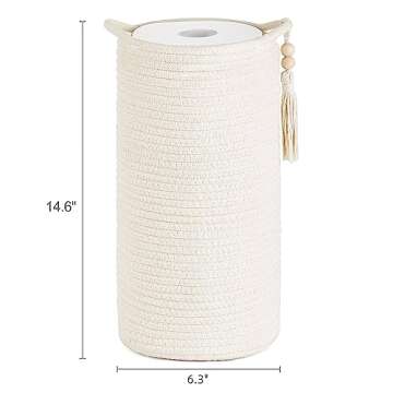 Mkono Woven Toilet Paper Holder with Wooden Beads