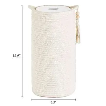 Mkono Woven Toilet Paper Holder with Wooden Beads