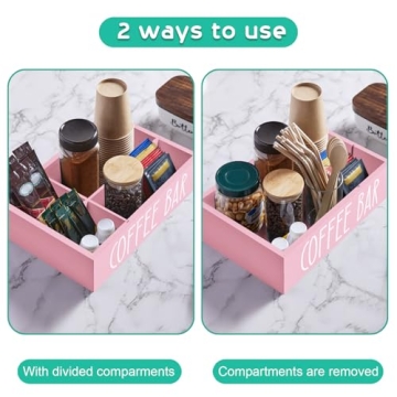 ALELION Pink Coffee Station Organizer for Home Coffee Bars