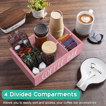 ALELION Pink Coffee Station Organizer for Home Coffee Bars