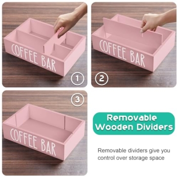 ALELION Pink Coffee Station Organizer for Home Coffee Bars