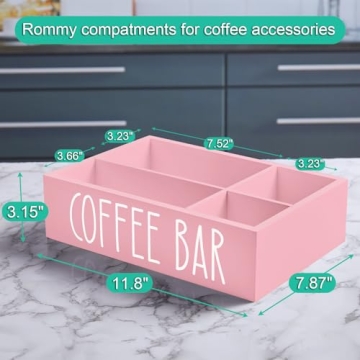 ALELION Pink Coffee Station Organizer for Home Coffee Bars