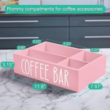 ALELION Pink Coffee Station Organizer for Home Coffee Bars