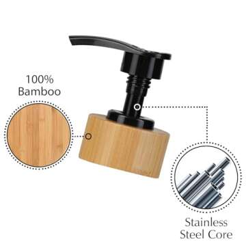 Emerson Essentials Soap Dispenser, Dish Soap Dispenser for kitchen, Hand Soap Dispensers, Kitchen Soap Dispenser, Hands Dishes Soap Dispenser Set, Glass Soap Dispenser Bathroom, Bamboo Tray | Set of 2