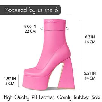 Stylish Uacllcau White Platform Chunky High Heel Boots