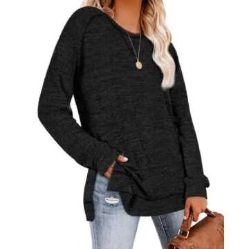 Aokosor Black Sweater for Women 2025 Soft Spring Outfits Women Trendy Long Plain L