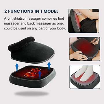 ARONT Shiatsu Foot Massager Warmer-2-in-1 Shiatsu Foot and Back Massager with Heat-Kneading Massagers for Back,Leg at Home Office Christmas Gift