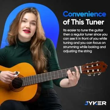 Jyker USA Guitar Tuner Pick 2-in-1 - Digital with LED Screen, 0.6mm Plectrum, 12 Equal Temperaments, Precision Tuning for Electric & Acoustic Guitars, Bass, Ukulele, Violin, Bass, Banjo, Chromatic