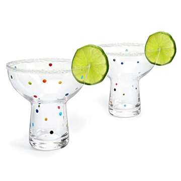 The Wine Savant Hand Blown Margarita and Wine Glass – Confetti Margarita, Martini & Wine Glasses C...