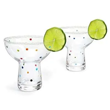 The Wine Savant Hand Blown Margarita and Wine Glass – Confetti Margarita, Martini & Wine Glasses C...