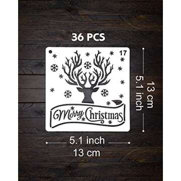 36 Stencils for Christmas Crafting - 36 Pcs Decoration Templates