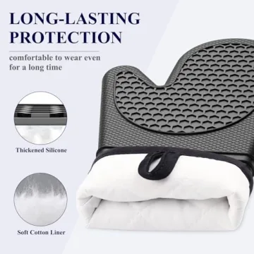 Kitsure Silicone Oven Mitts - Non-Slip & Heat Resistant
