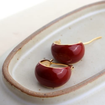 Chic Red Enamel Chunky Hoops for Sensitive Ears