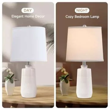 EUO 20.5" Ceramic Table Lamp Set of 2 for Bedrooms, White Lamps Set of 2 for Living Room, Minimalist...
