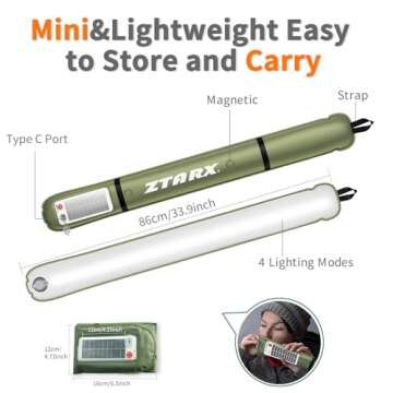ZTARX Inflatable Solar Camping Lantern,USB Rechargeable,4 Lighting Modes,IP66 Waterproof,Portable and Lightweight Tent Light
