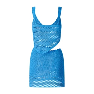 Women Y2k Crochet Knitted Two Piece - Vibrant Summer Outfit