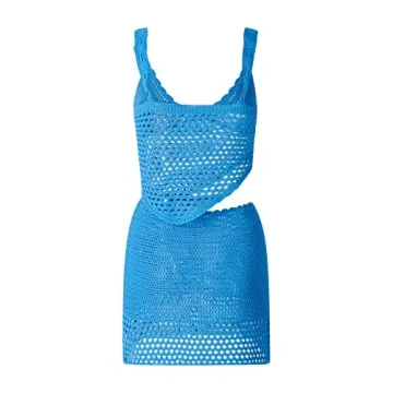 Women Y2k Crochet Knitted Two Piece - Vibrant Summer Outfit