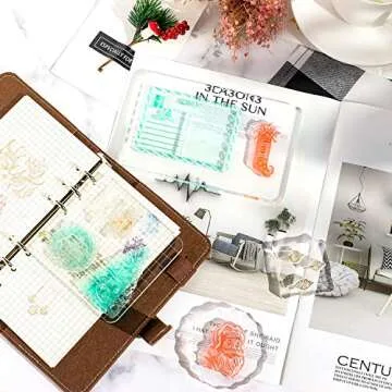 Whaline Large Acrylic Stamp Block Clear Stamping Tools Set with Grid Lines for Art Crafts Scrapbooking, 4 Pack