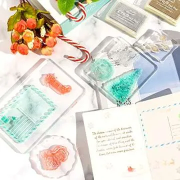 Whaline Large Acrylic Stamp Block Clear Stamping Tools Set with Grid Lines for Art Crafts Scrapbooking, 4 Pack