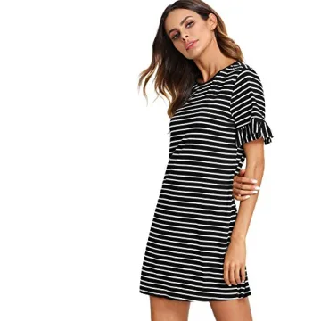 Floerns Women's Stylish Summer Tunic Ruffle Dress