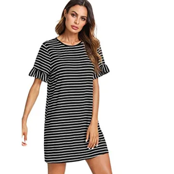 Floerns Women's Stylish Summer Tunic Ruffle Dress