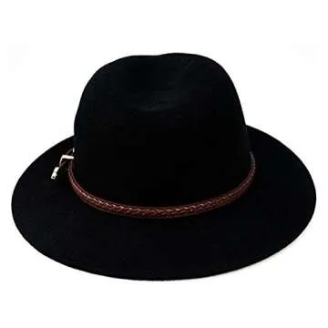 Stylish Wool Fedora Hat for Women - Adjustable & Comfortable