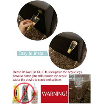 JEREVER Acrylic Furniture Legs 6.9inch Replacement Sofa Feet Cabinet Modern Clear Decor DIY Legs Tapered Style Set of 4 (Gold)