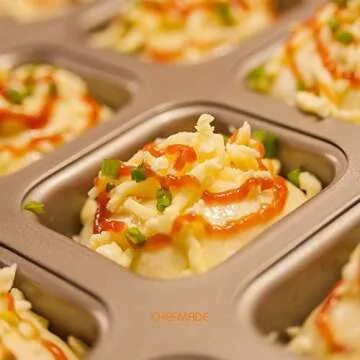 CHEFMADE Brownie Cake Pan, 12-Cavity Non-Stick Square Muffin Pan Blondie Bakeware for Oven Baking (Champagne Gold)