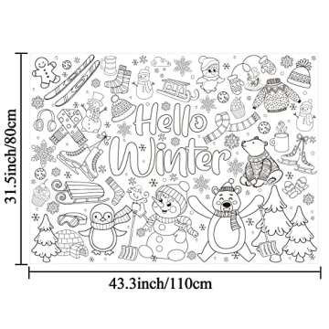 Giant Winter Coloring Poster for Kids - Huge 45" x 31" Winter Fun!