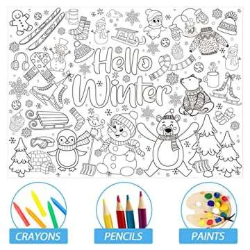 Giant Winter Coloring Poster for Kids – 45x31 inches