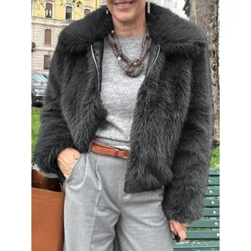 Stylish Tankaneo Women's Cropped Faux Fur Winter Jacket