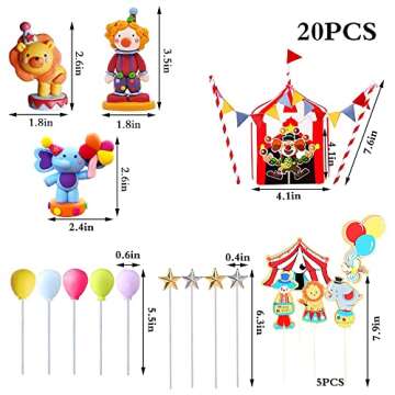 Circus Cake Toppers Carnival Cupcake Toppers Circus Birthday Cake Decorations Carnival Birthday Part...